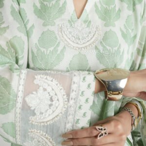 Alternative view of Lawn 3-Piece – Light Green Leaf Print